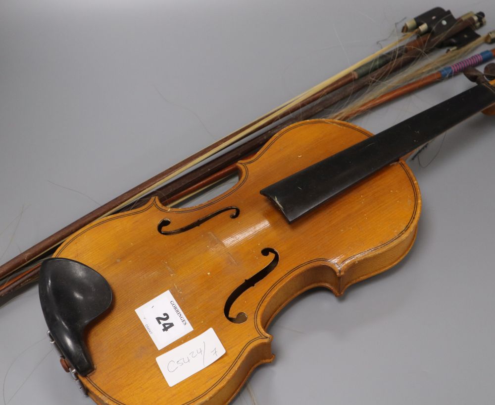 A Chinese violin and four bows